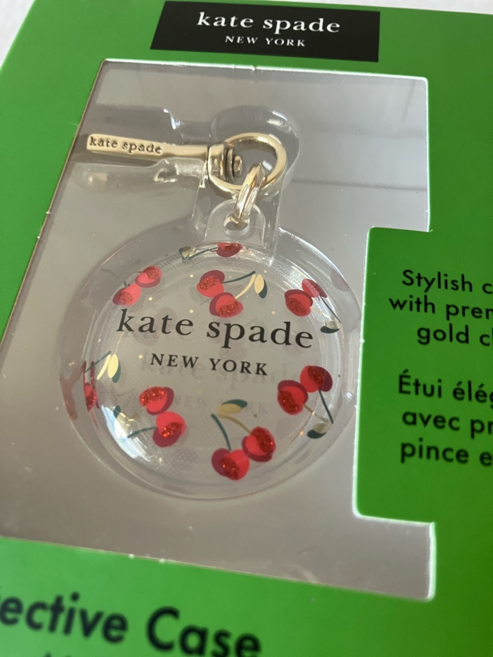 Kate Spade: Cherry Protective Case- AirTag- Gold Tone - Picture 10 of 11